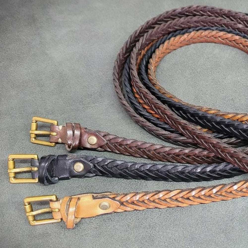 01-1 Skinny Braided Leather Belts - Image 1